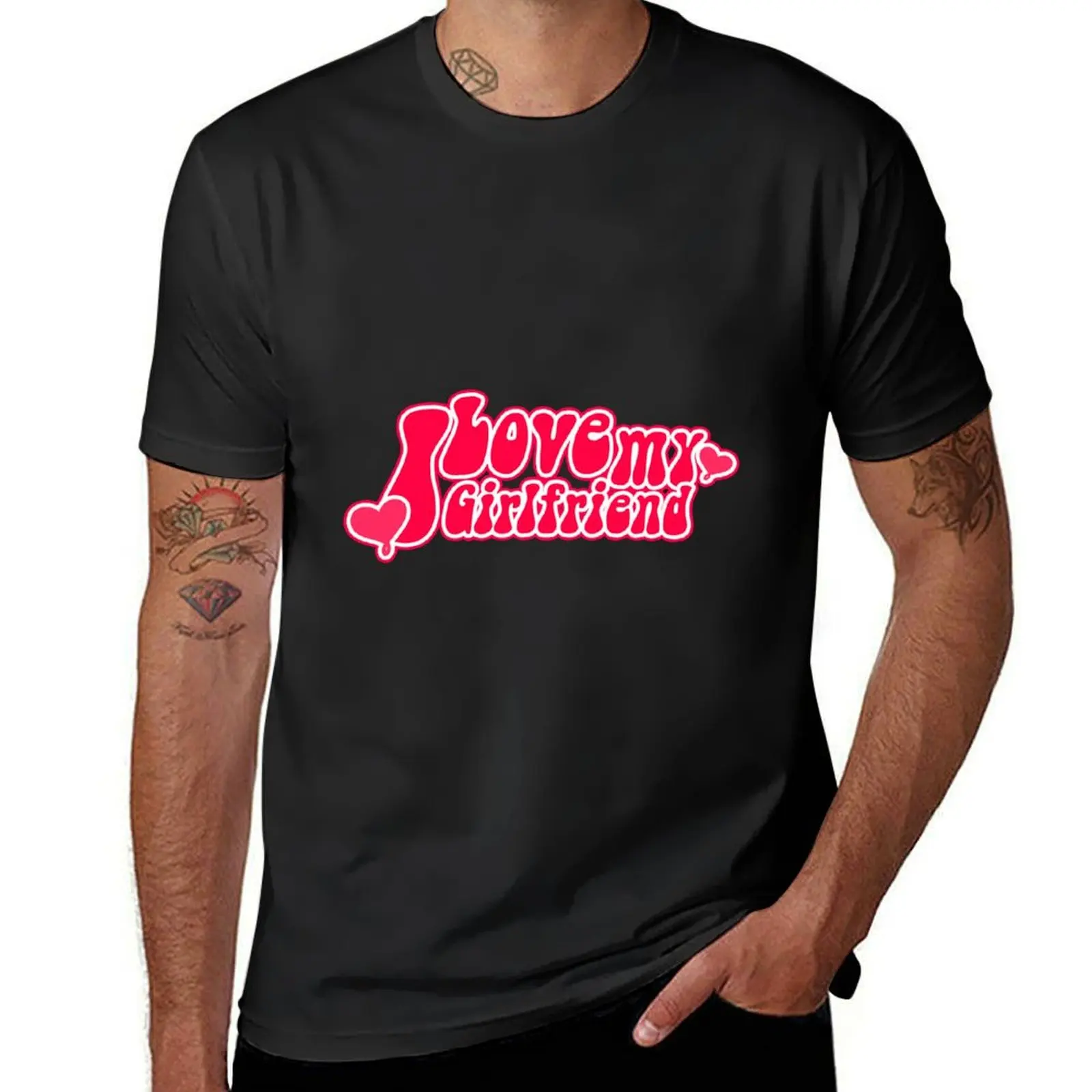 

I love my girlfriend in english valentine's day T-Shirt blanks summer top mens graphic t-shirts hip hop