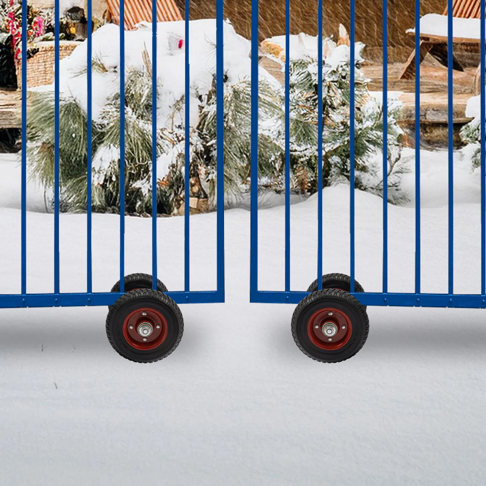 2PCS 6''/8'' Heavy-Duty Rubber Wheel, Double-U Bolts Gate Rollers,  Gate Rollers