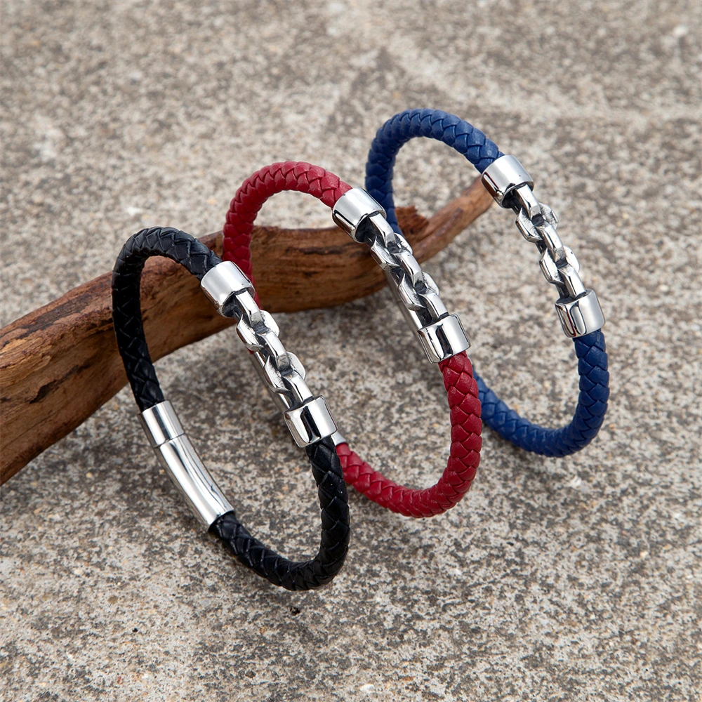 Men's Braided Leather Bracelet, Handmade Vintage Style