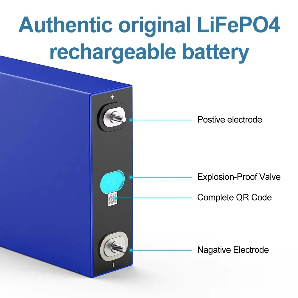 120Ah LiFePO4 Battery Grade A 3.2V Rechargeable Cell Lithium Ion Battery DIY 12V 24V Motorcycle RV Solar Energy Camping Battery