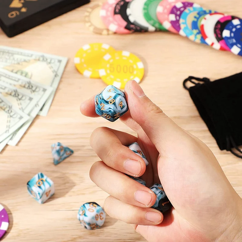 14 قطعة مجموعة نرد مجموعة نرد متعدد السطوح لعب الأدوار مجموعة النردات ل DND باثفندر لعب الأدوار RPG