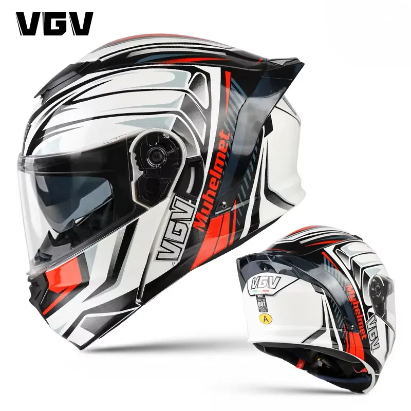 

Мотошлем Vgv 92, откидной, подходит для мужчин и женщин в любое время года, персонализированный, в кибер-стиле, полнолицевой шлем
