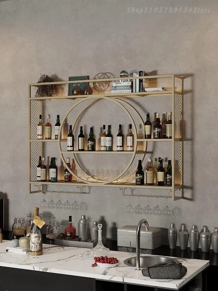 Hanging Wine Rack Metal Red Design Wine Wall Restaurant Small Wall Wine Cabinet Rack Wall Hanging Display Wijnrek Decoration