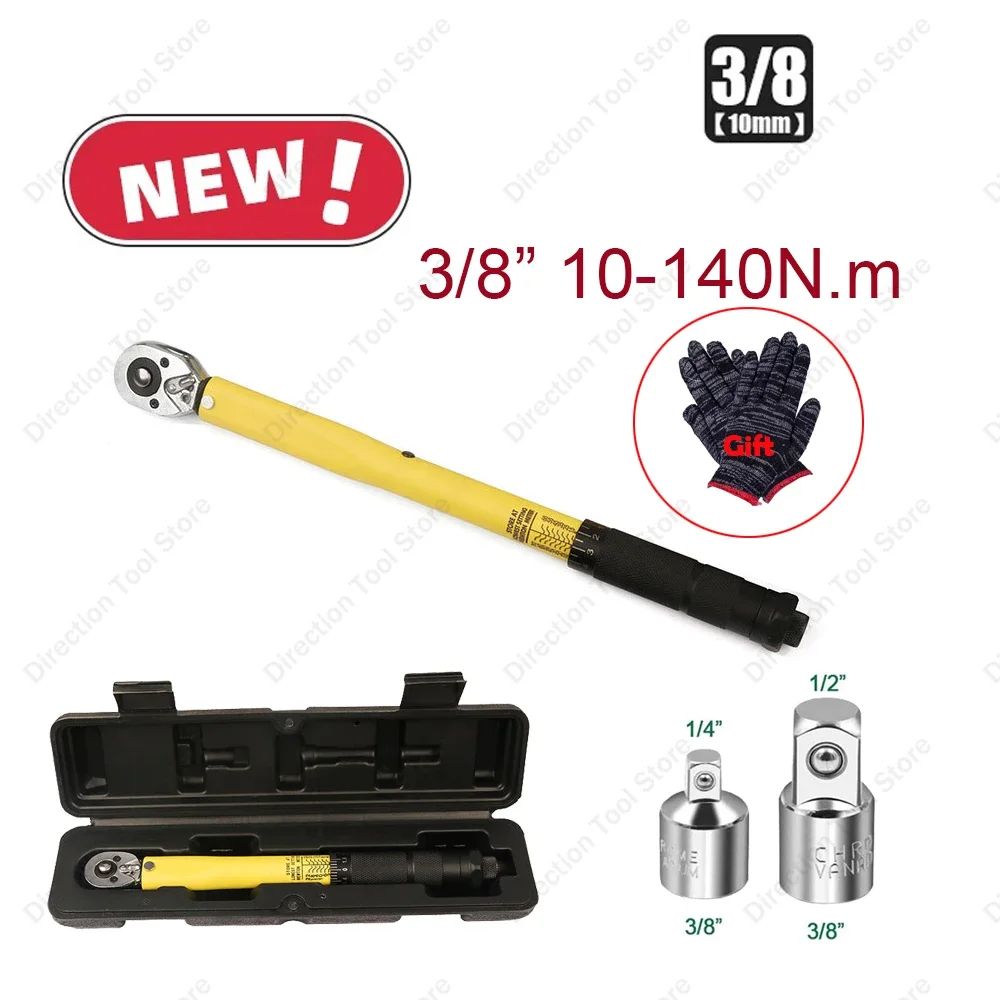 

10-140N.m Torque Wrench 3/8” Precise Reversible Ratchet Torques Key Professional Bicycle Motorcycle Car Automotive Tool/adapter