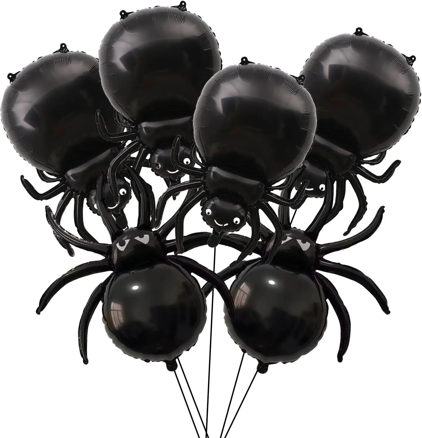 6 Stück schwarze Spinnen-Aluminiumfolien-Mylar-Ballons, Halloween-Party, Geburtstag, Spukhaus, Geister, gruselige Themen-Dekoration, Zubehör – Detail 4