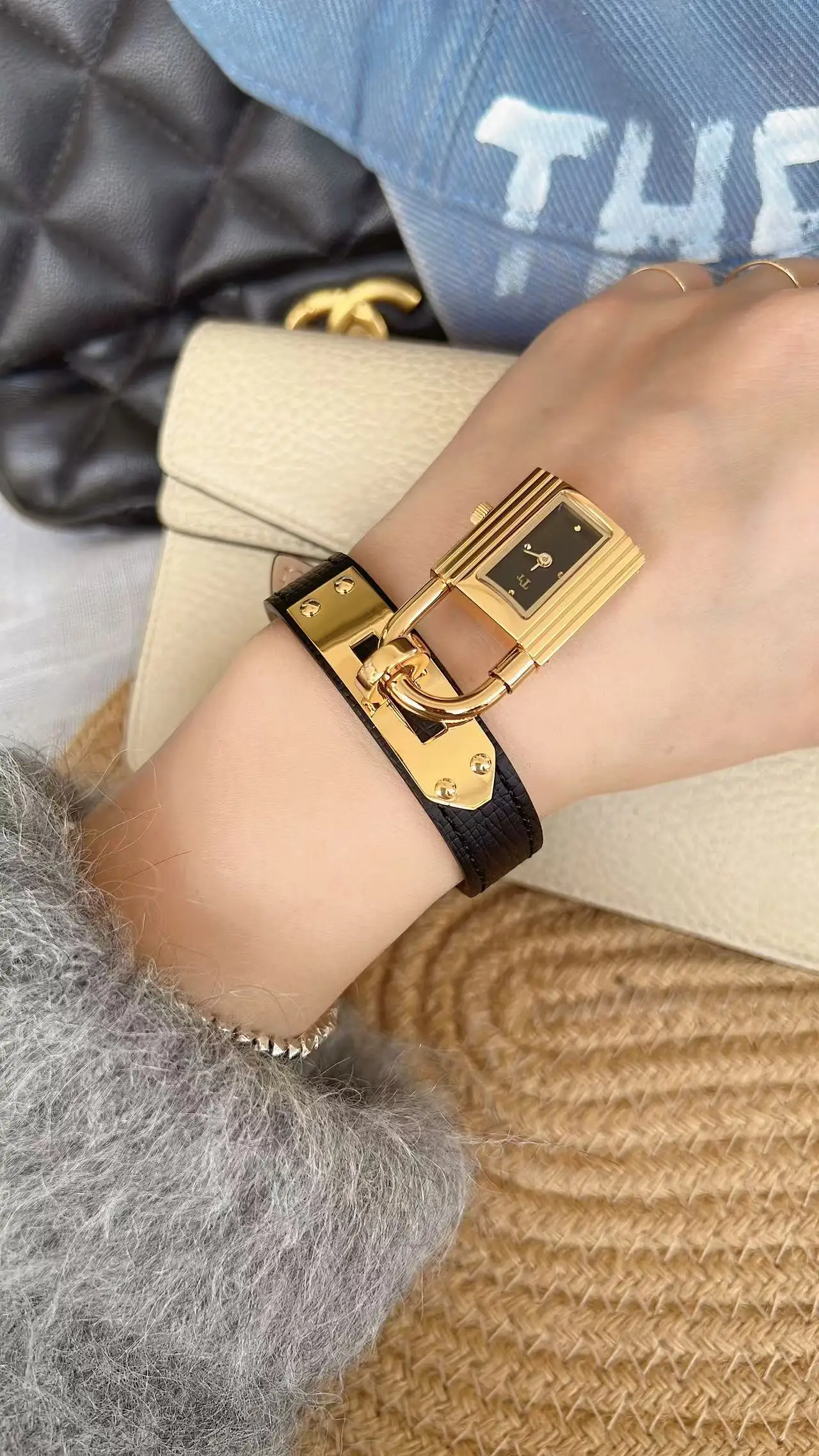 

M Handmade Stainless Steel New Women's Watch Chain Watch Genuine Leather Vintage Quartz Watch Fashion Small Gold Watch