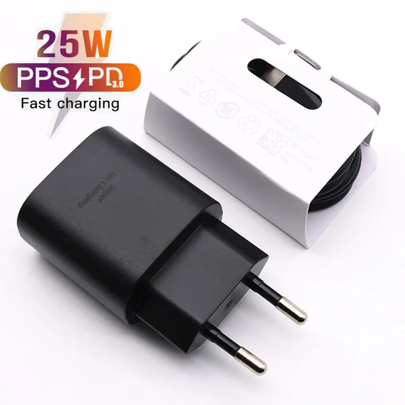 

100% New 25W PD Charger Quick Charge Super Fast Charger For Samsung Galaxy S20 S21 S22 S23 Ultra Note 20 Phone Wall Charger