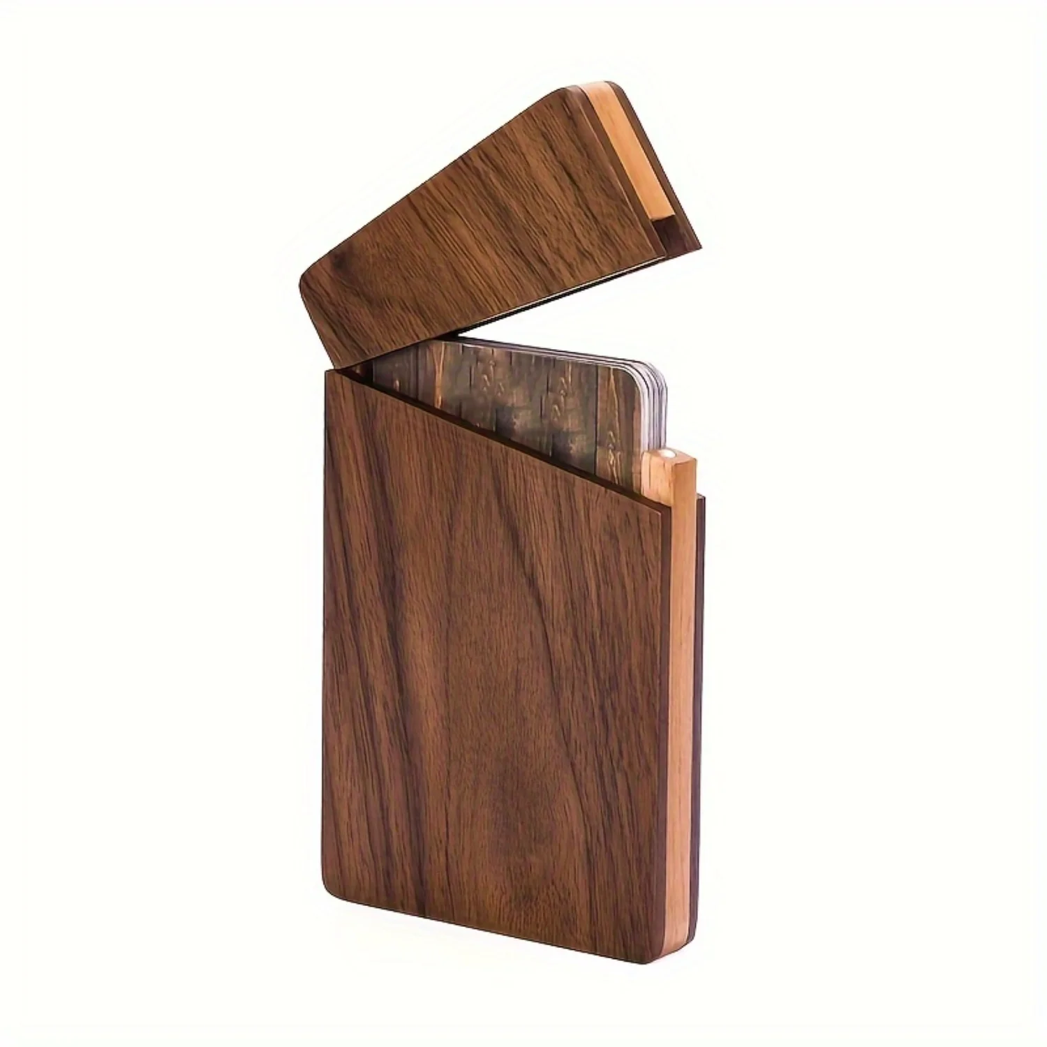 1pc Stylish Wooden Business Card Holder - Walnut & Beech Closure - Ideal for Mens Pockets  envelope challenge Folder organizer