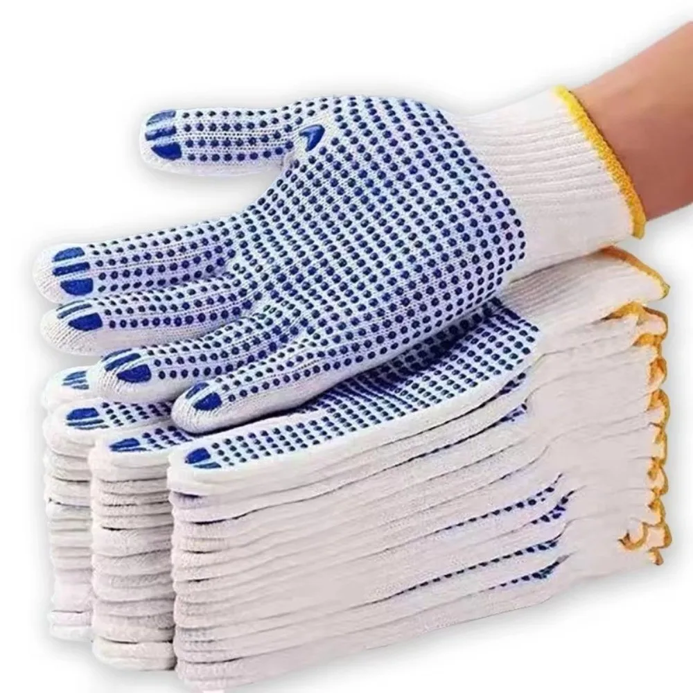 

48PCS/24Pairs Wear-Resistant Work Gloves Cotton Material Rubber Coated Safety Gloves Comfortable Thickened PVC Dots Gloves