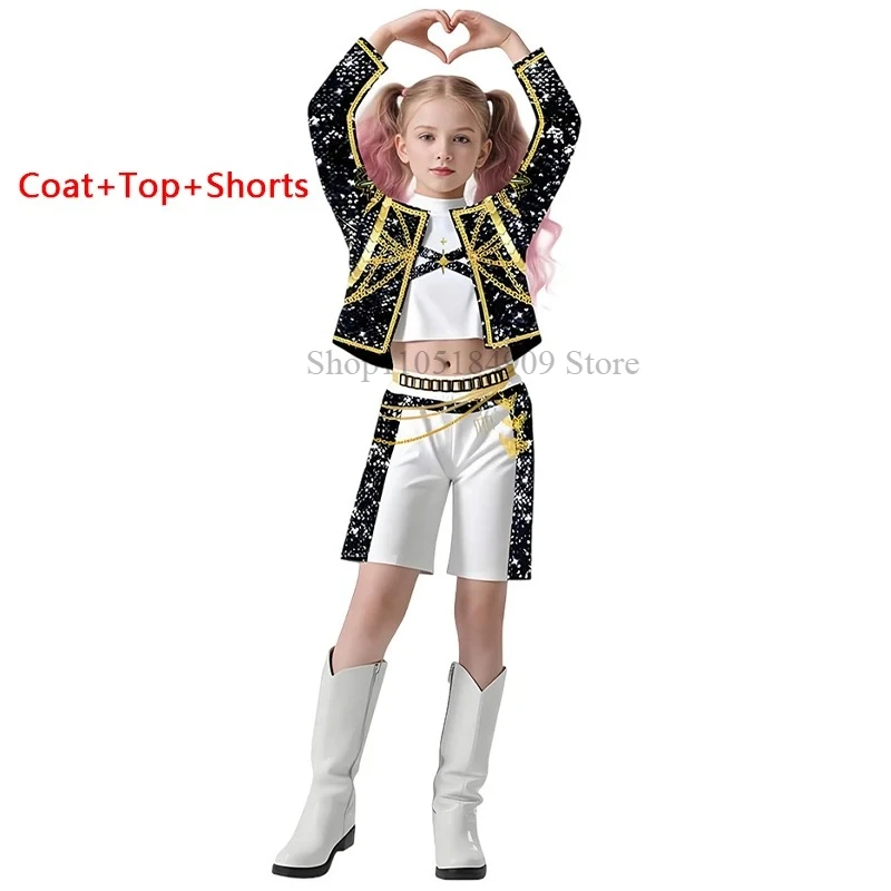 2025 HOT Mira Zoey Rumi Popular Costumes Children's Girls Movie Role Prints Cosplay Costumes Carnival Party Costumes Huntrix Set - Image 3