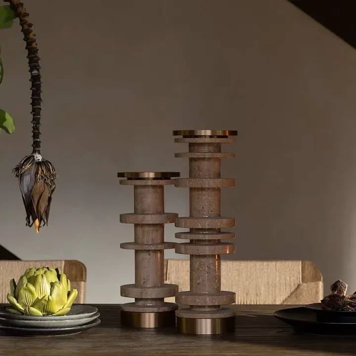 Resin Metal Decorative Candle Holders, Home Decor, Restaurant Center Table Candle Holders, Artificial Cave Stone Crafts