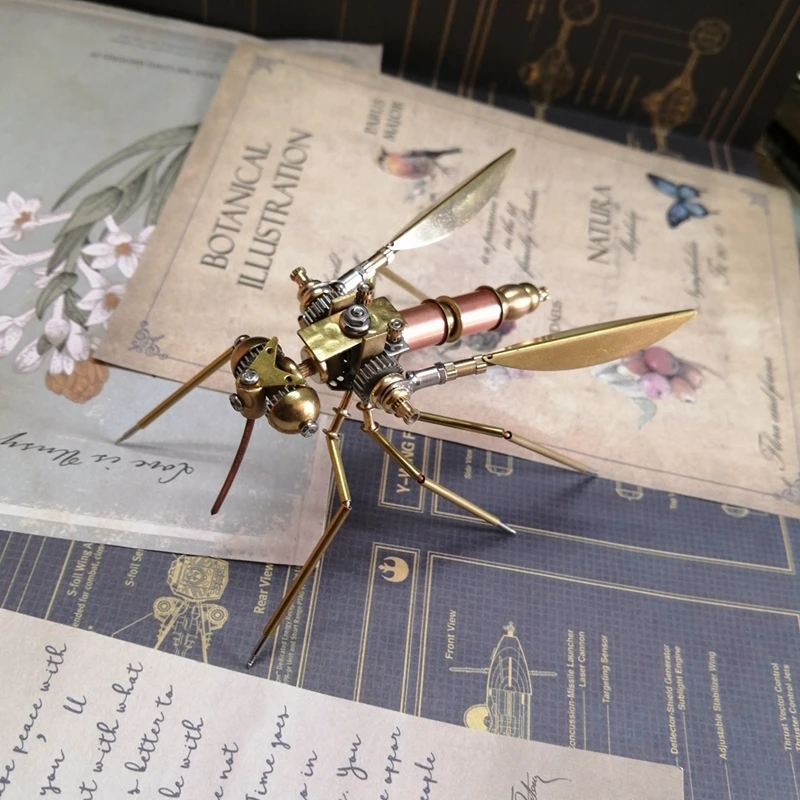 DIY Steampunk Mechanical Insects Metal Assembly Little Mosquito Model Kits Ornaments Handmade 3D Puzzels Toy for Kids Adults