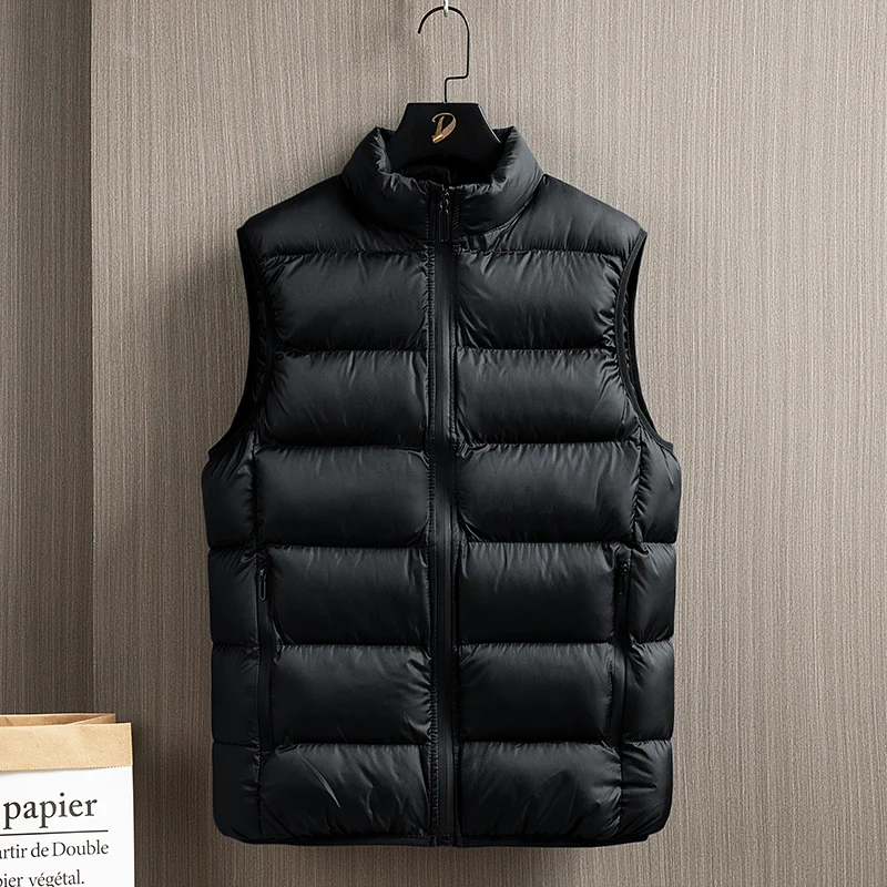 

Stand Collar Solid Color Cotton Vest High Quality Thickened Warm Men Clothing Autumn Winter Coat Sleeveless Roupas Masculinas