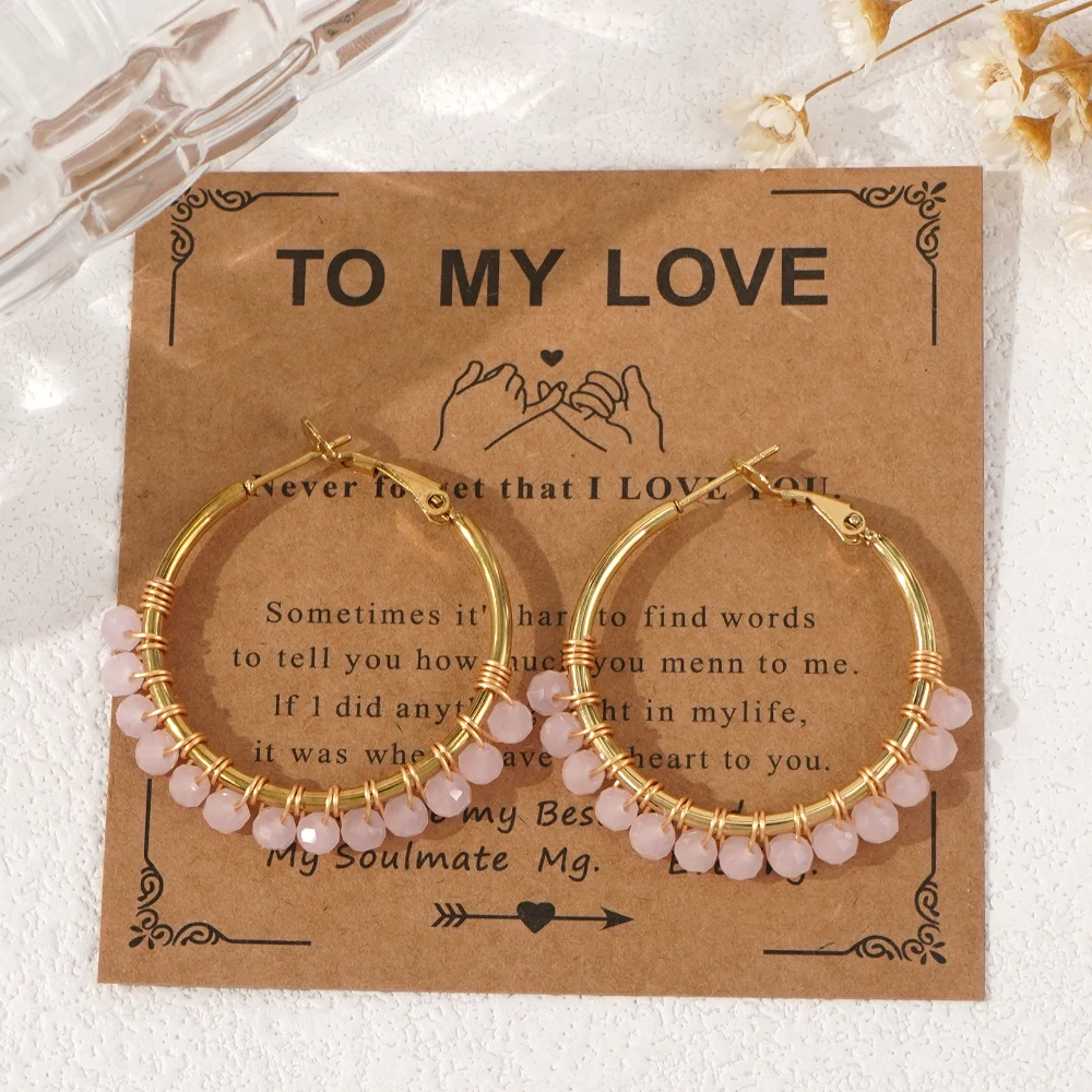 

Go2boho Fashion Crystal Hoop Earrings Gold Plated Multicolor Beaded Jewelry For Women Holiday Party Gifts