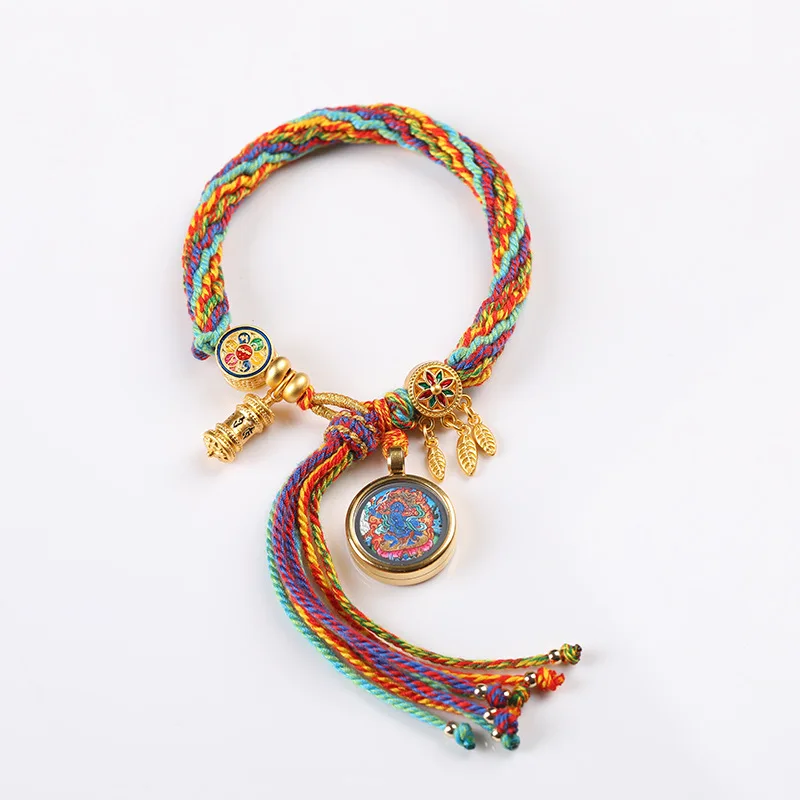 Tibetan Thangka Bracelet with Eight Guardian Goddesses Hand-woven Fortune God Tibetan Style Bracelet China-Chic New Style