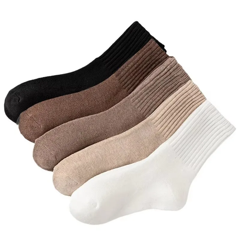 1/5 Pairs Winter Thickened Wool Socks Women's Breathable Comfortable Plush Low Tube Snow Socks Korean Simple Warm Cashmere Socks