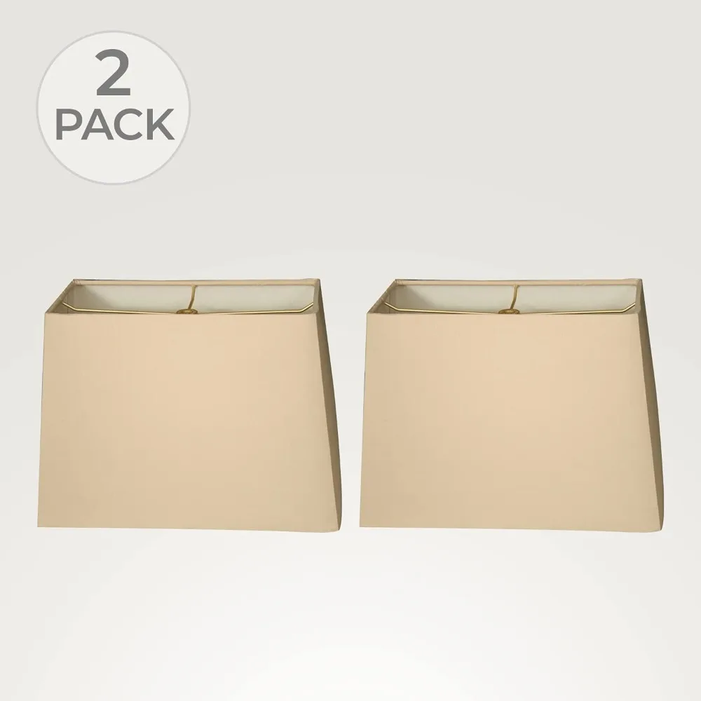 طقم غطاء مصباح مستطيل باللون البيج مكون من قطعتين، 7 × 14 × 11 بوصة، مقاس كبير لديكور المنزل