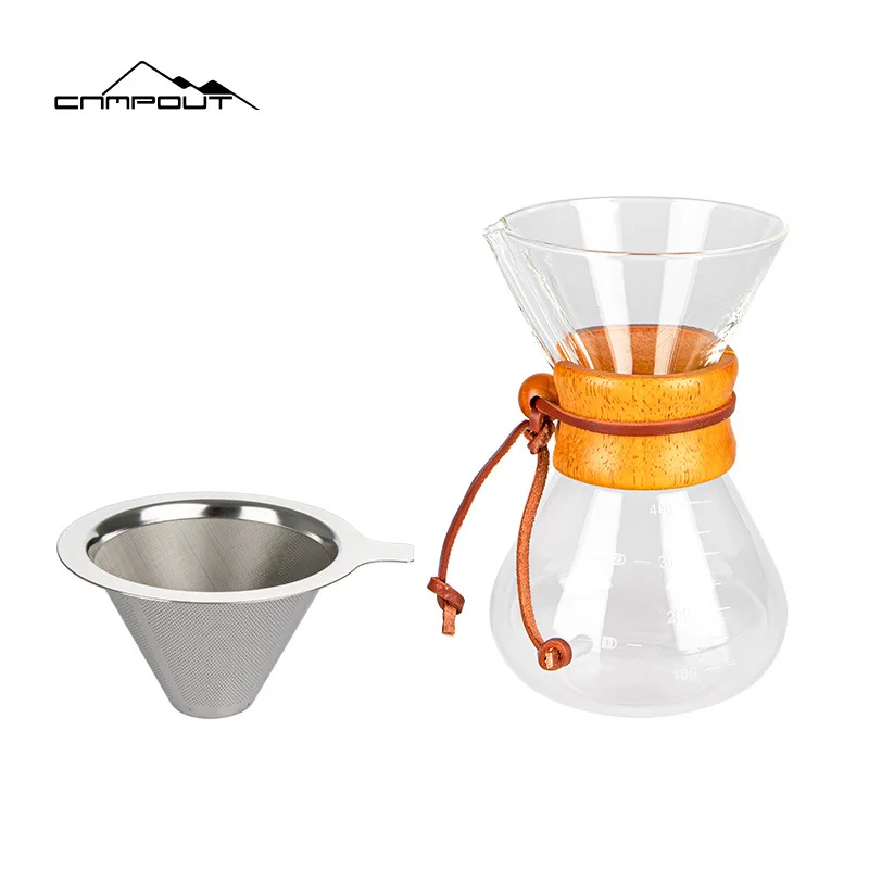 

Coffee filter Drip filter glass Stainless steel head leather Precision filter Thermal insulation non-slip water easy to flush