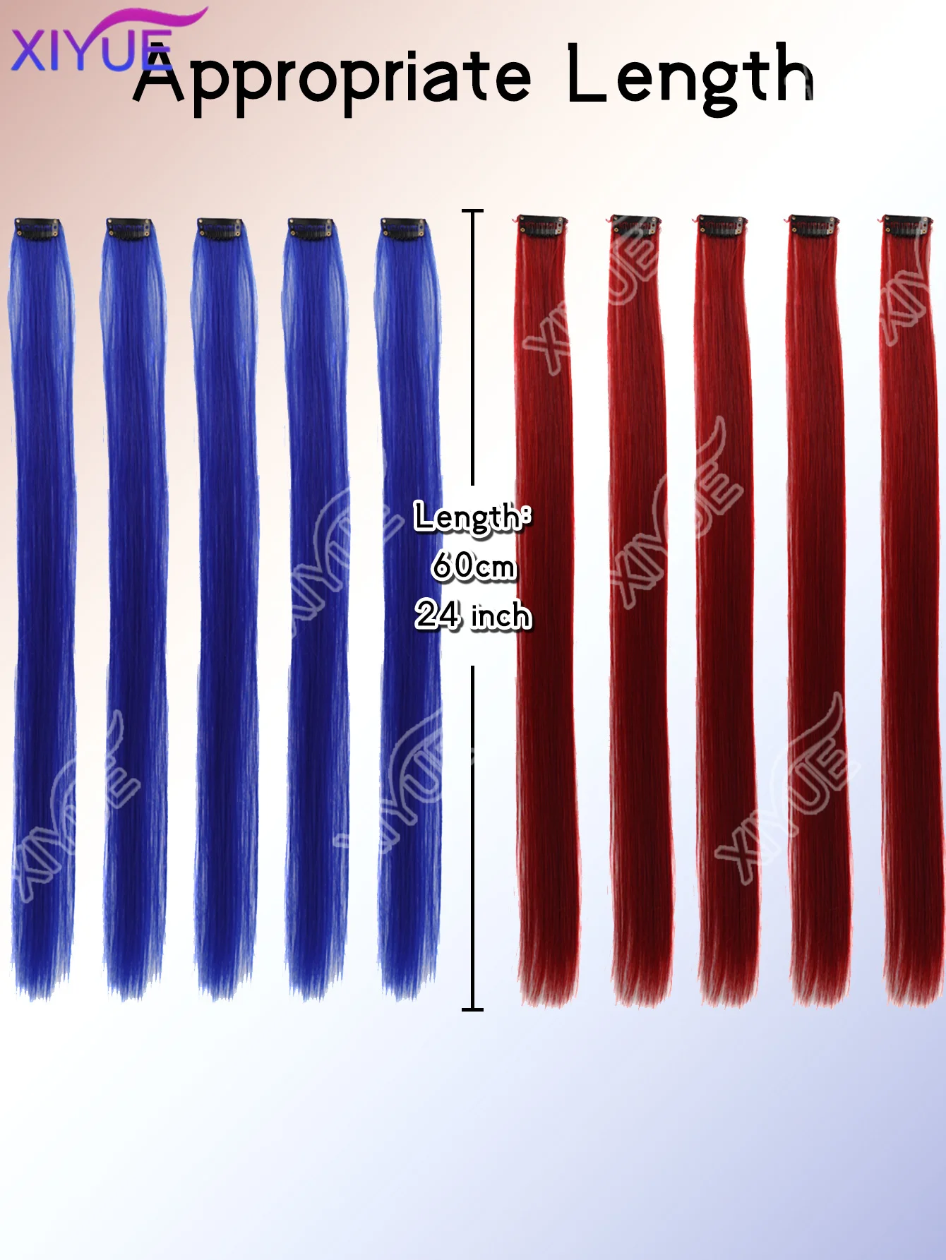 10 قطع من وصلات الشعر الاصطناعية باللونين الأحمر والأزرق بمشبك من SOlldag ملون للحفلات يسلط الضوء على قطعة شعر مستقيمة للأطفال والبنات والنساء #4