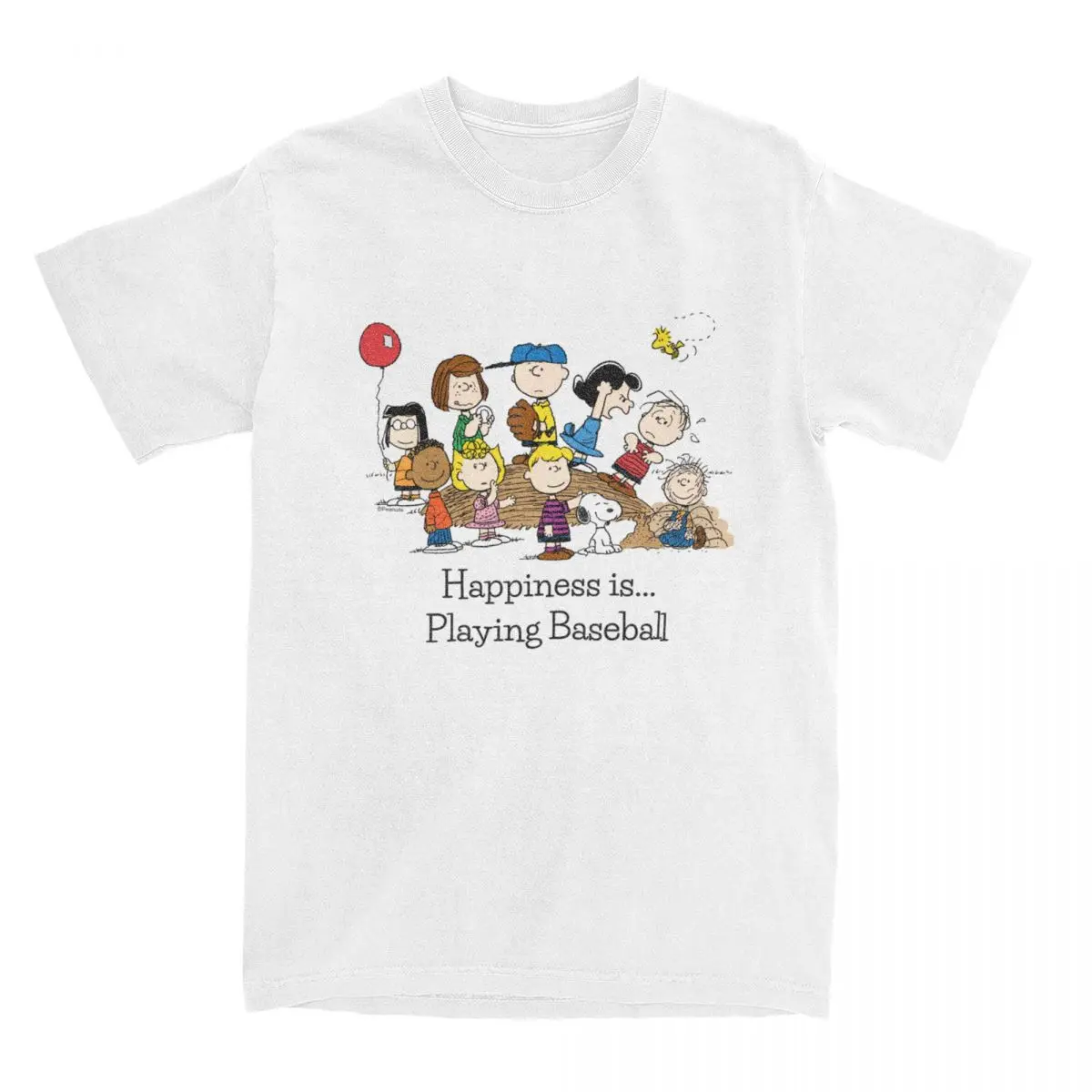 Crazy Peanuts Comic The Gang Playing Baseball T Shirt for Men Women 100% Cotton Snoopy Cartoon Tee Shirt Adult Tops