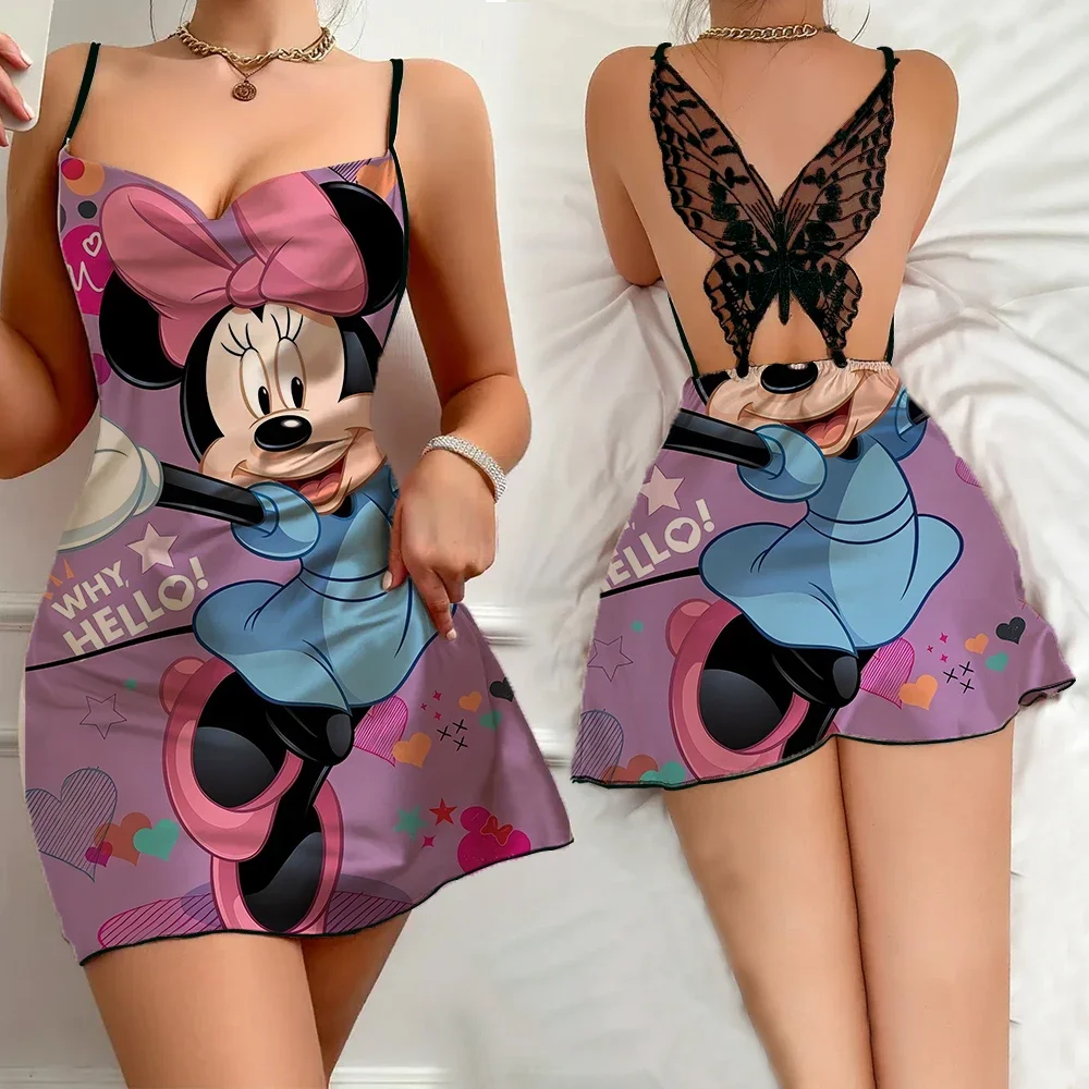 Disney Cartoon Women's Pajama Sexy Charming  Female Nightwear Summer New Sleevesless Sleeping Slip Dress for Women Free Delivery