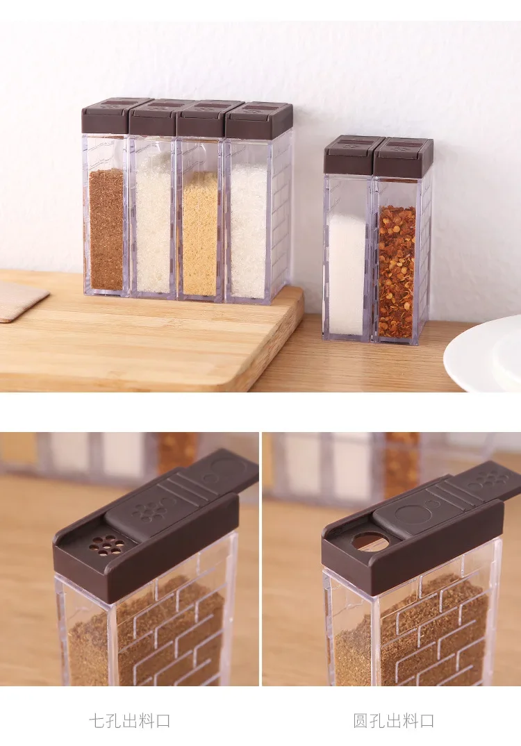 Spice Jar Seasoning Box 6Pcs/Set Kitchen Spice Storage Bottle Jars Transparent PP Salt Pepper Cumin Powder Box Tool