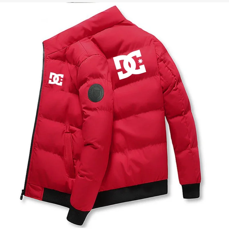 سترة رجالية قصيرة جديدة للخريف والشتاء مقاومة للرياح ودافئة وياقة واقفة مبطنة بالقطن، معطف رجالي بسحاب عصري