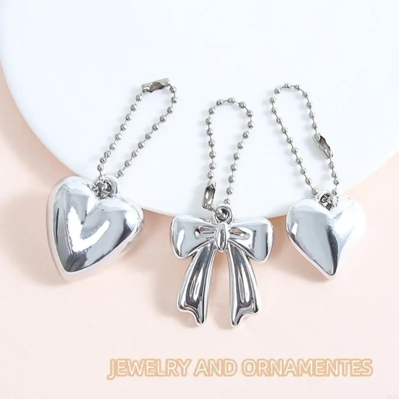 91AF Unique Acrylic Heart Pendant Keychain DIY Fashion Jewelry Gift Bag Hanging Charm
