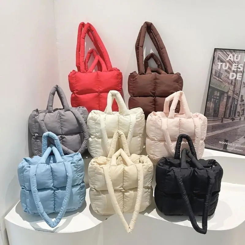

Stylish and Comfortable Down Handbag Large Shoulder Bag Casual Top Handle Bags 20CA
