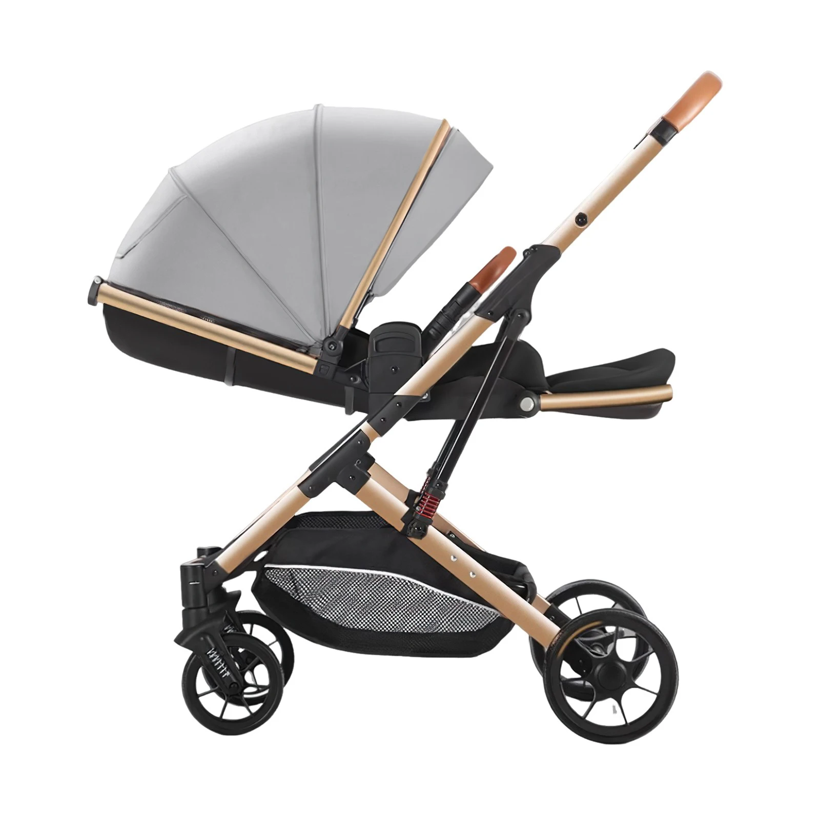 Luxurious High Landscape Baby Stroller, Ergonomic Design, Newborn Pushchair, Can Sit Can Lie