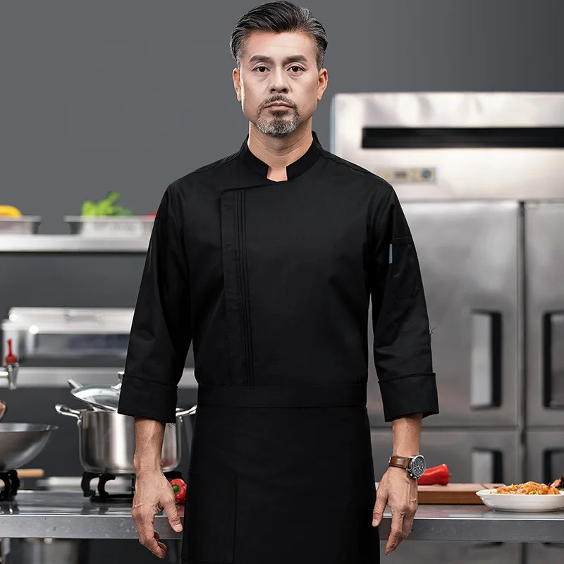 Kombinezon szefa kuchni hotelowej z długimi rękawami, męski i damski, jesienno-zimowy, długi, jadalnia, kuchnia, pieczenie, wysokiej klasy mundur szefa kuchni, restauracja