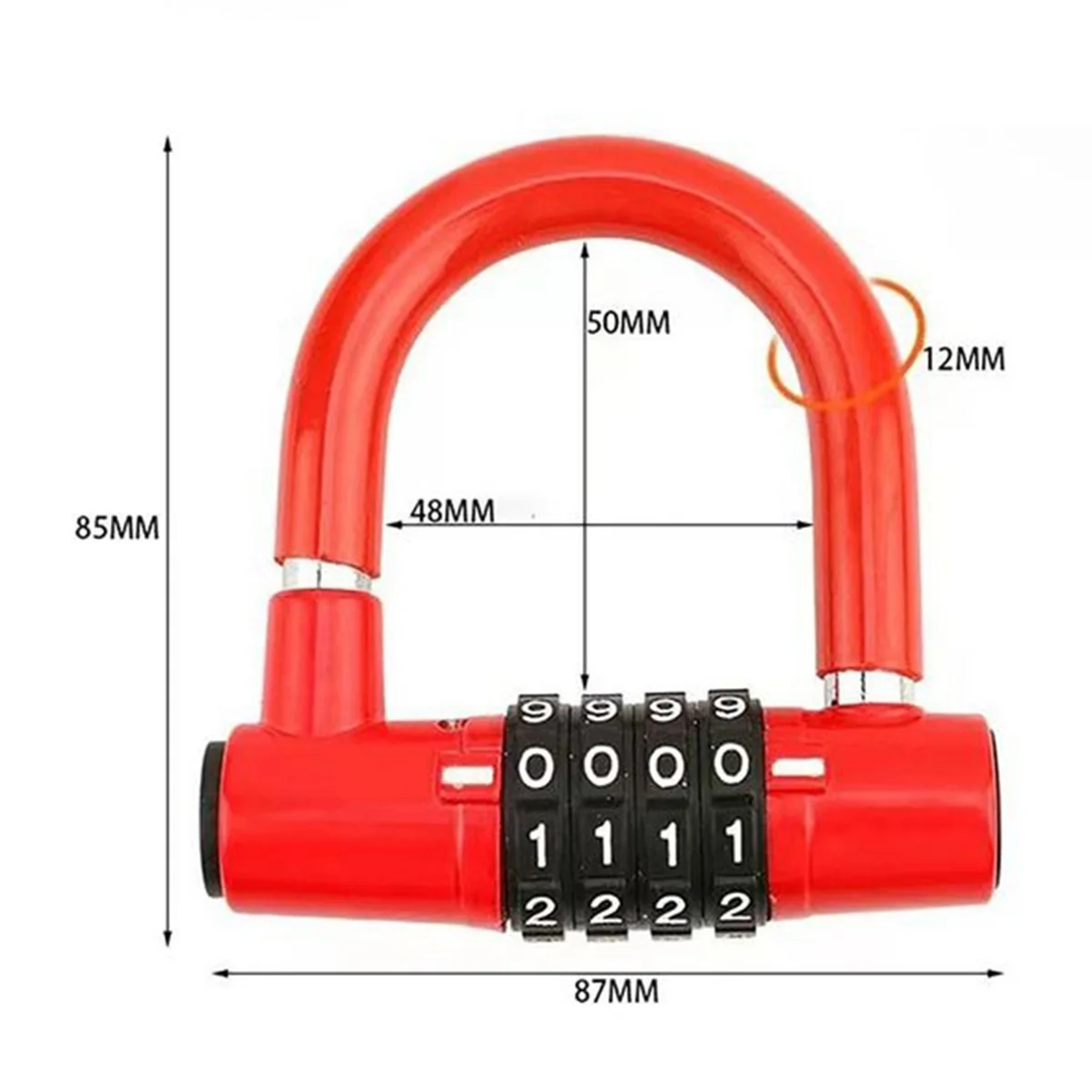 N18R Convenient 4 Digit Code Bicycle Security Lock U Shape Anti Theft Motorcycle Ring Lock Password Lock for Outdoor Riding