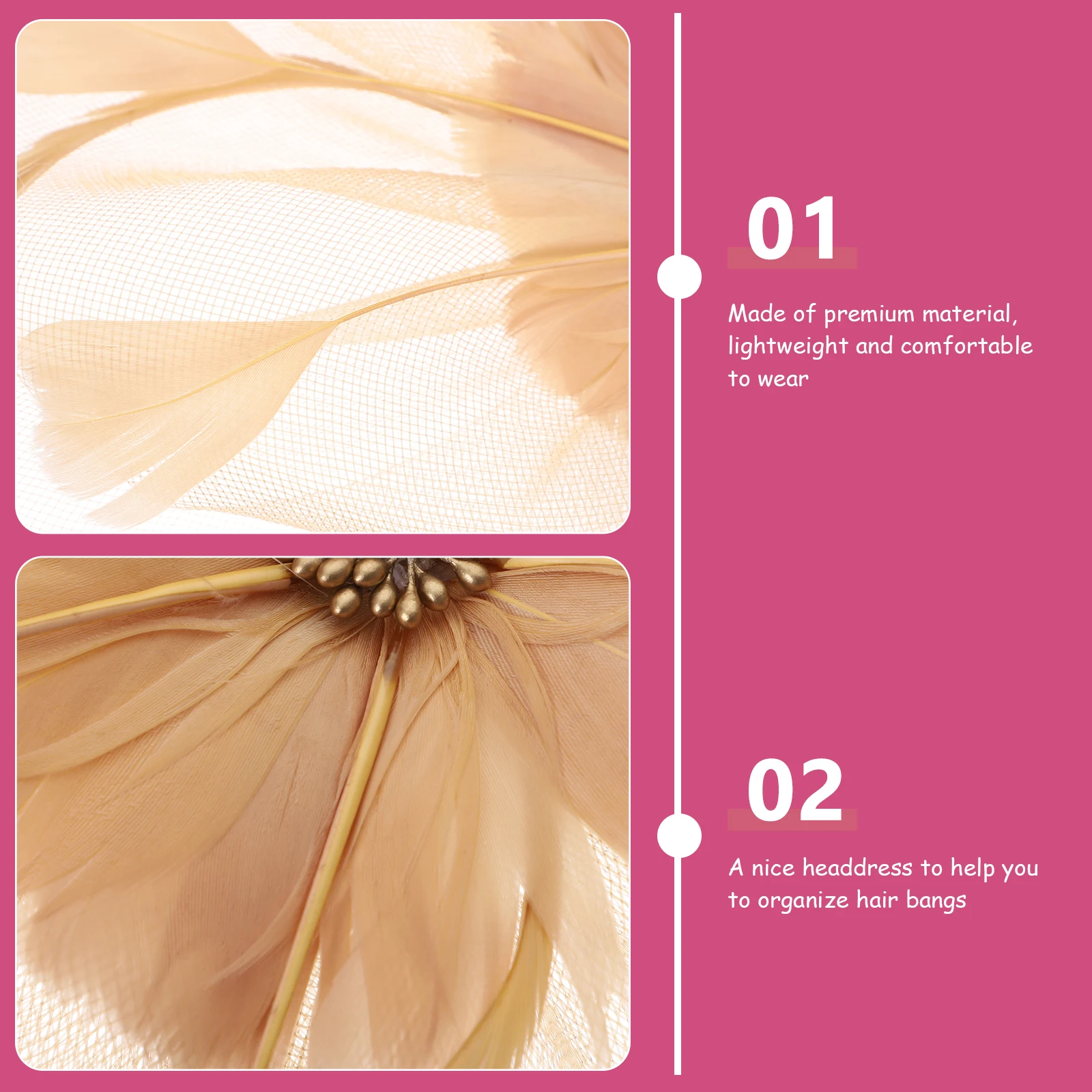 

Big Flower Headband Party Hat Hair Accessory Costume Festival Wear For Women Gold Gauze Adorable Lightweight Comfortable