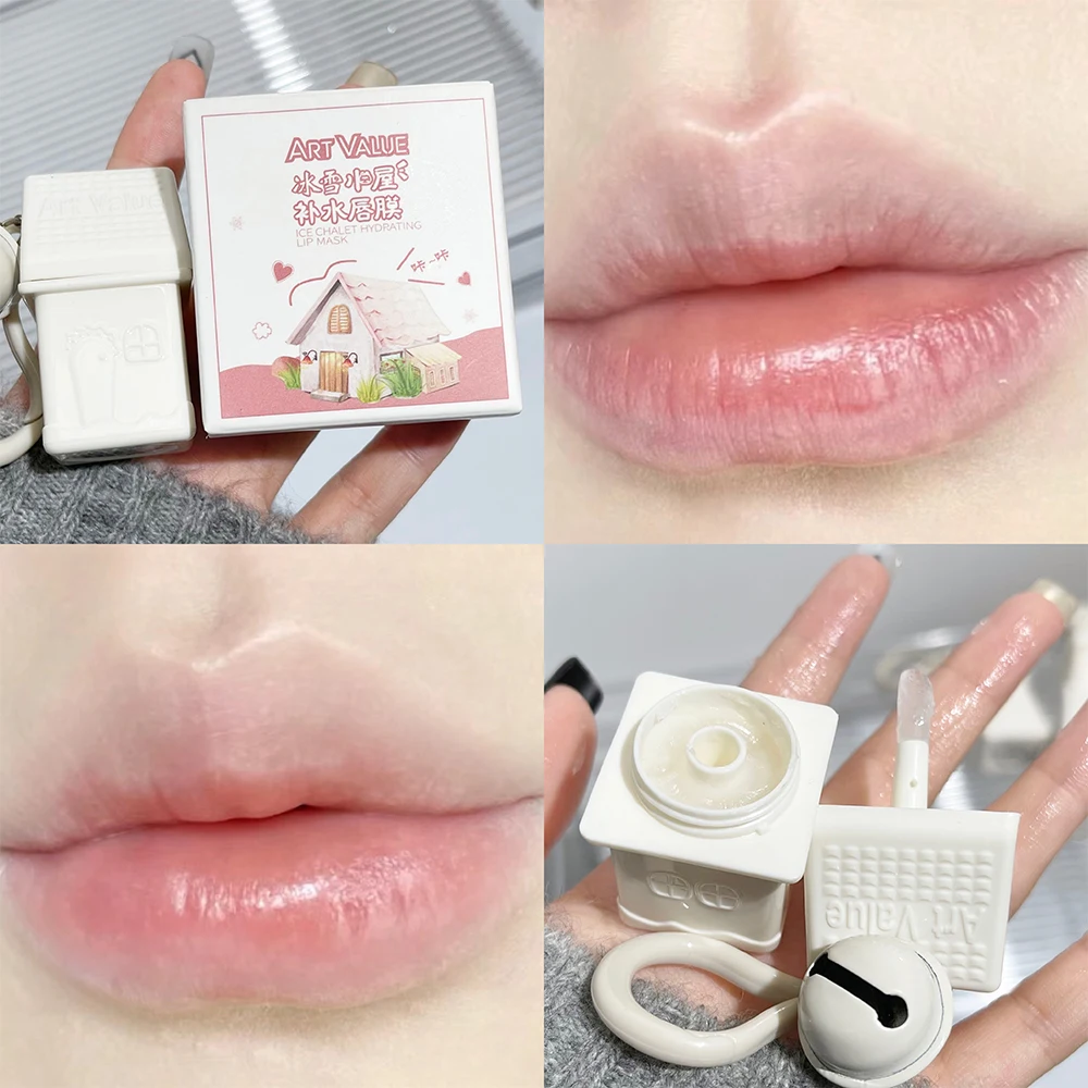 Lip Sleep Mask Night Sleeping Moisturizing Lips Care Nourishing Reduce Lip Lines Lip Glowly Balm Small House Keychain Cosmetics