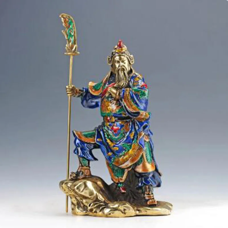 Chinese Collectable Cloisonne Hand Carved General Guanyu Statue