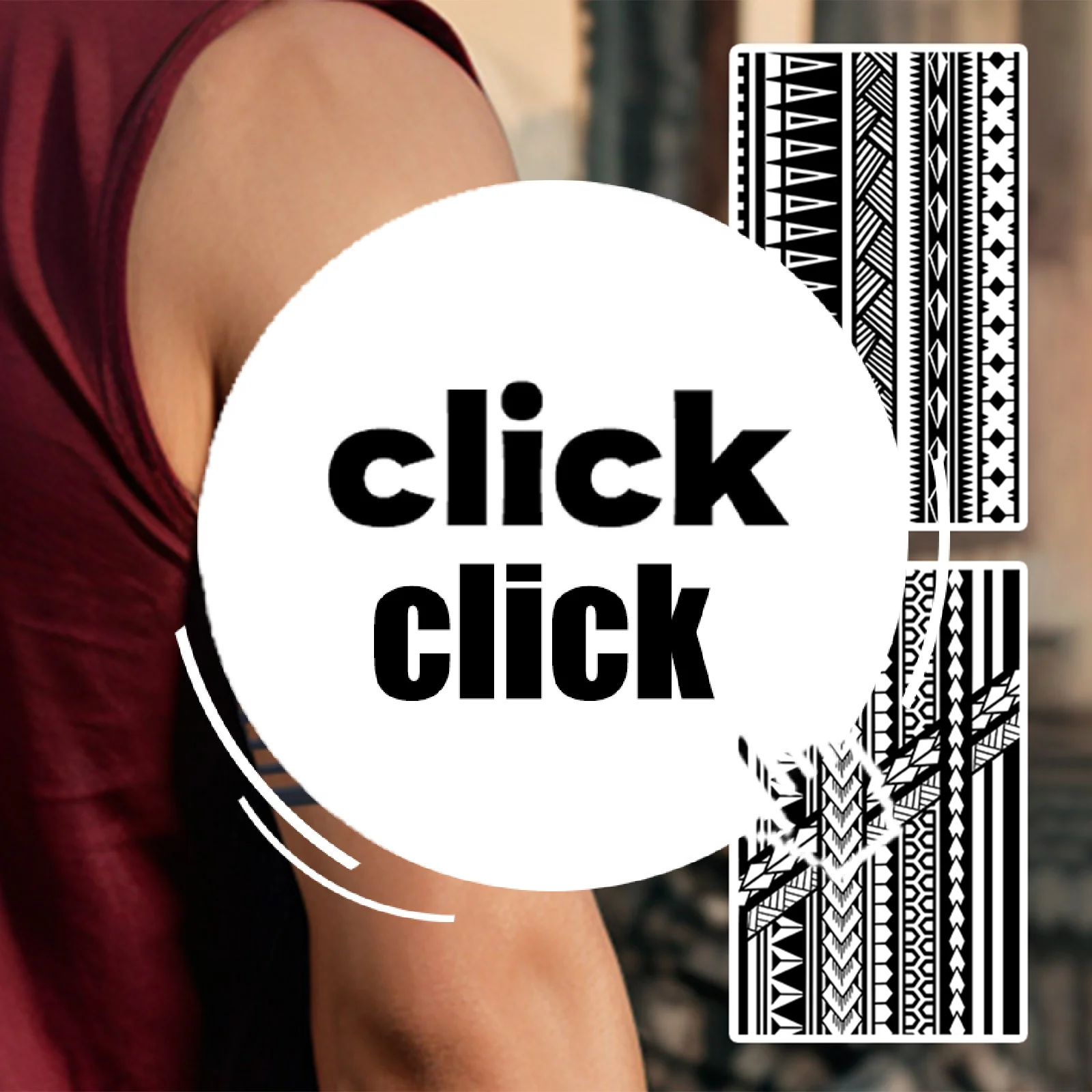 سوار بنمط هندسي وشم مؤقت مقاوم للماء، يدوم 1-2 أسابيع، وشم مزيف واقعي شبه دائم #1