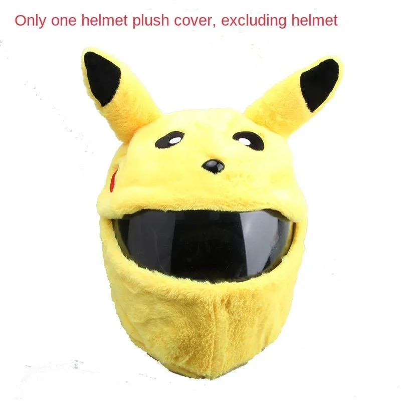 

New Pikachu Stitch Helmet Cover Suitable For Motorbike Full Face Helmet Modular Helmet Plush Protective Cover Halloween Decora