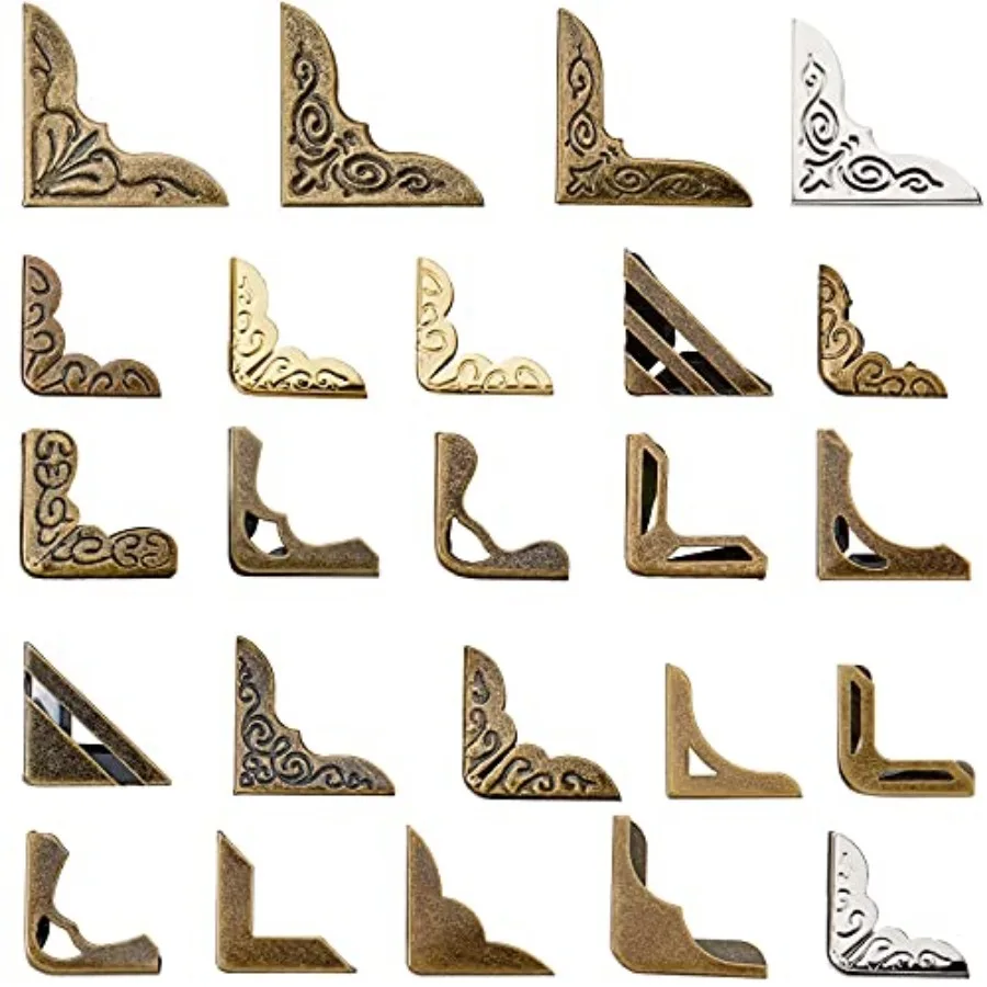 

Pcs Metal Book Corners, Vintage Iron Book Corner Protectors for Scrapbook Album Photo, 24 Styles Decorative Edge Guard for DIY