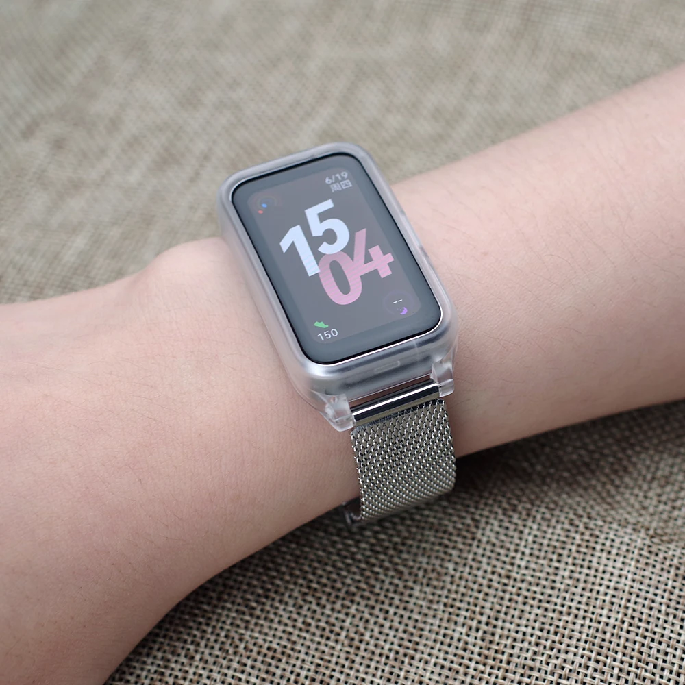 Correa pulsera para Huawei Band 10 9 8 con estuche de TPU Protector de pantalla de reemplazo Circunferencia de muñeca pequeña Correa de reloj para niñas y mujeres