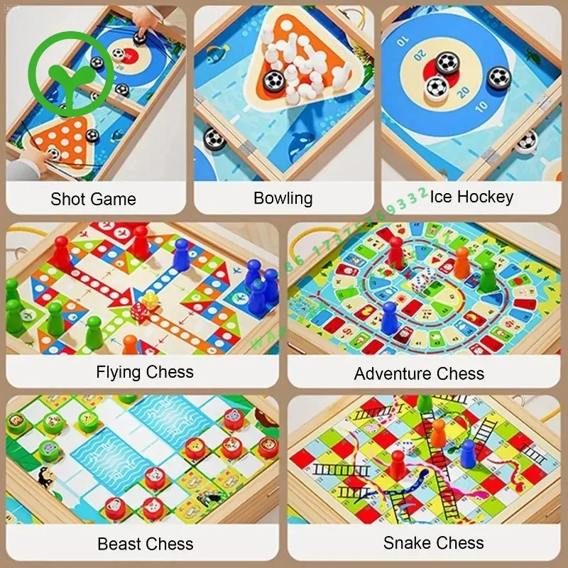 【2026】7-in-1 Wooden Tabletop Game Multifunctional Educational Battle Toy For Kindergarten