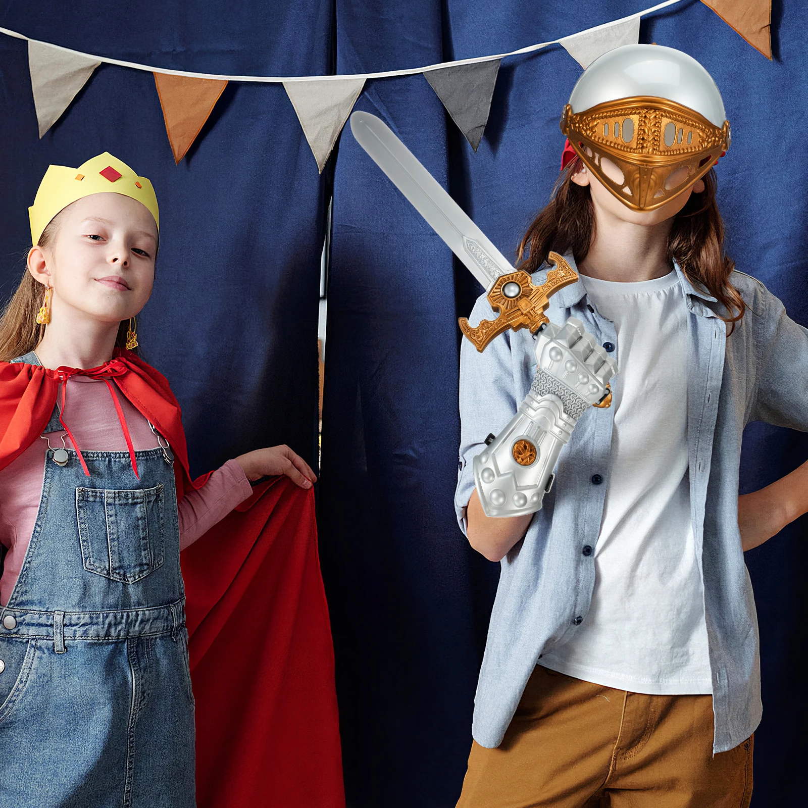 1 مجموعة 1 مجموعة الاطفال فارس طقم ملابس مع السيف للبنين تأثيري هالوين حفلة لعب الأدوار متسابق ملابس الأطفال درع مجموعة #6
