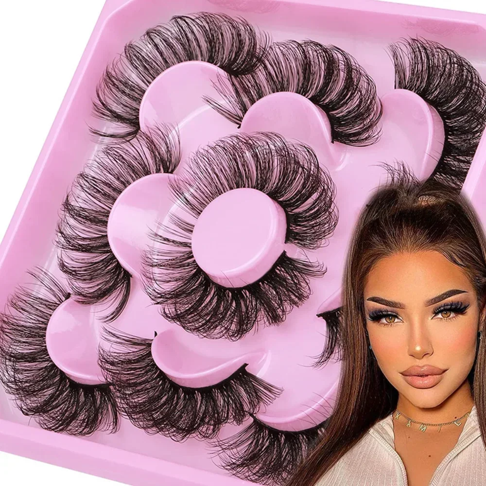 5 Paar Russische Strip Wimpers Pluizige Nertsenwimpers 3d Valse Wimpers Russisch Volume Wimpers Nep Wimper Extensie Make-Up