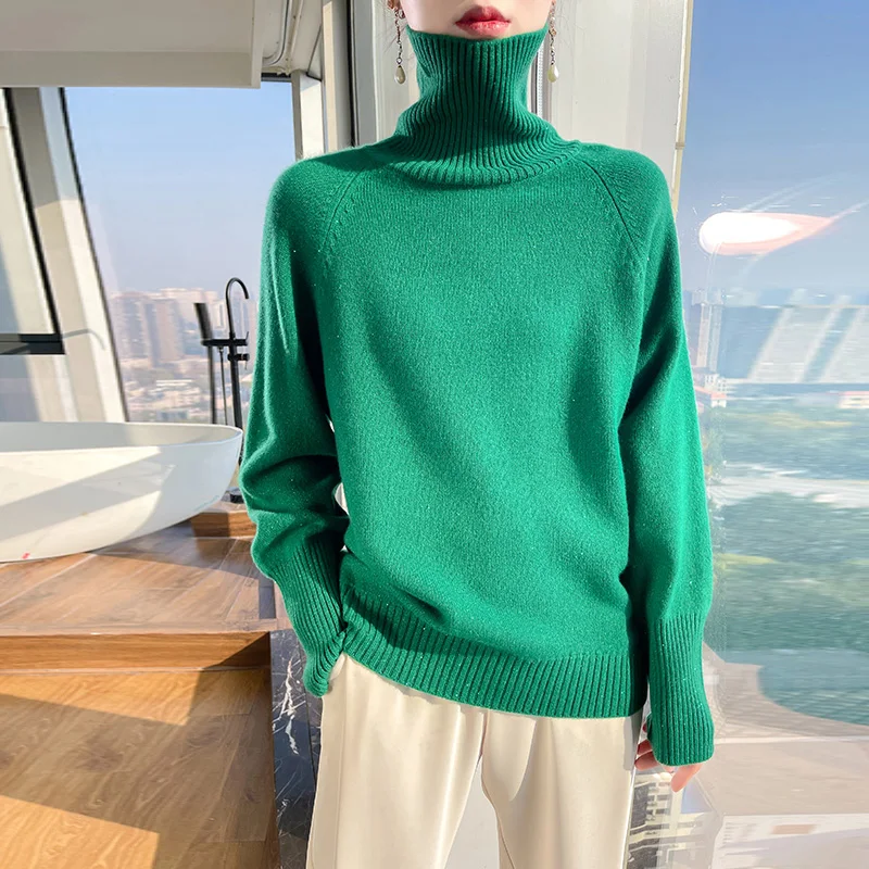 KOIJINSKY  Autumn and winter new high necked socketed Pullover Sweater thickened loose woolen sweater