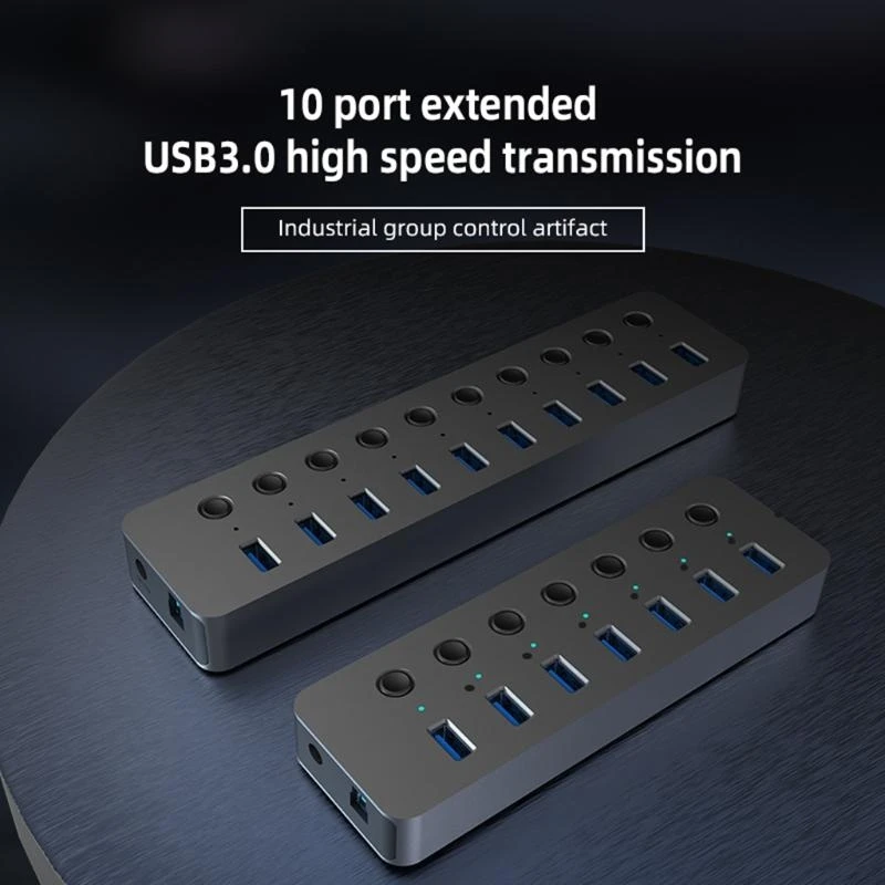 LX0B Blueendless Data Transfer Splitter Hub USB3.0 7/10Port With Switch for Laptop