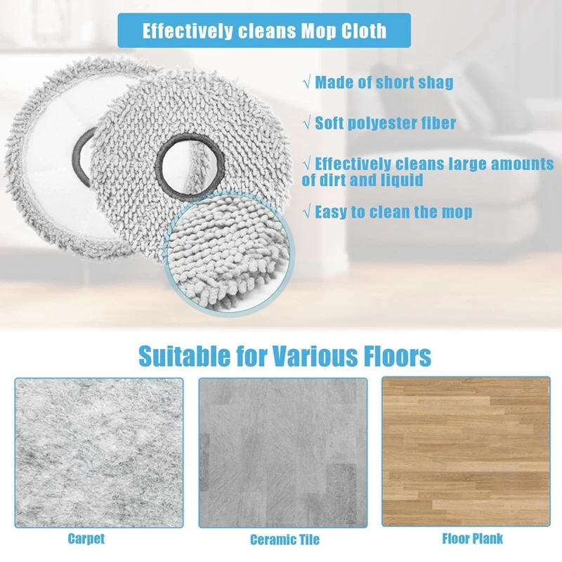 إكسسوارات قطع غيار مكنسة كهربائية لـ ECOVACS DEEBOT T30 Pro ، مناديل روبوت ، ملحقات فرشاة جانبية