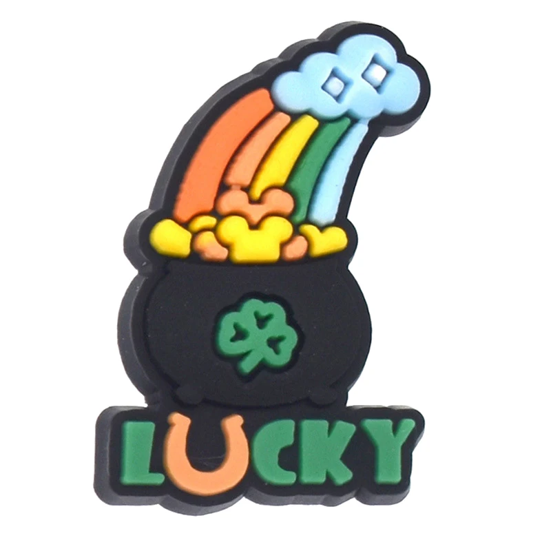 Green St.Patrick Shoe Charms for Crocs Accessories Decoration Jeans Women Sandals Lucky Pins Buckle Kids Favors Men Badges Shoes