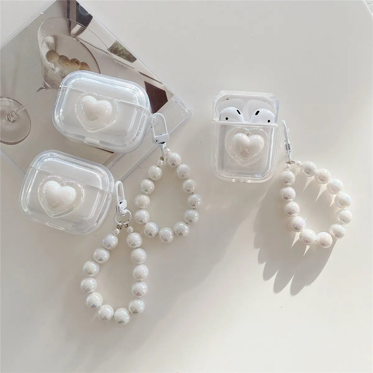 

Лазерные сердца, высокая прозрачность для AirPods2, наушники для телефона, AirPods 3, аксессуары для AirPods Pro2, Bluetooth, защитные наушники для телефона, простые