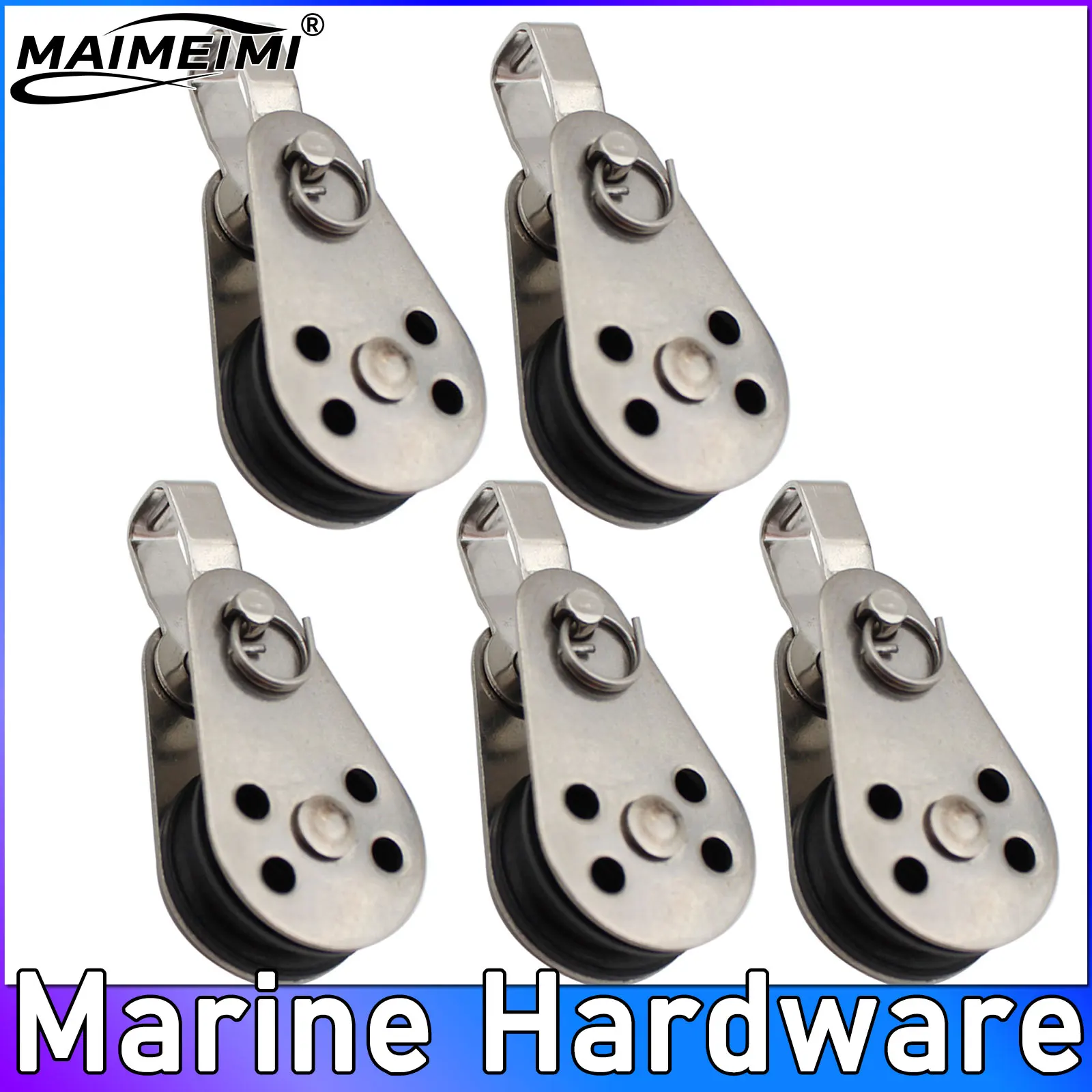 5pcs Detachable V Groove Pulley Wheel Silent 316 Stainless Steel Bearing Lifting Rope Wheels for Marine Boat Awning Accessories