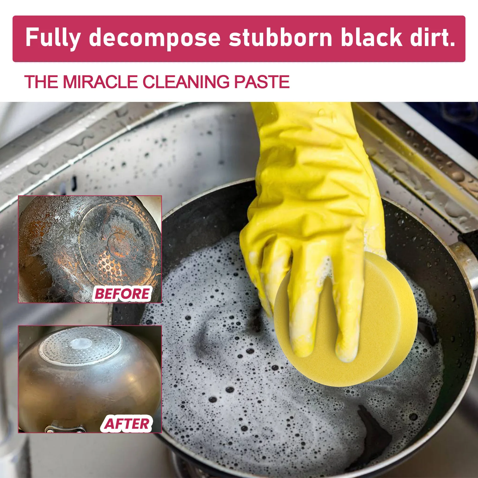 Portable Kitchen Cleaner Set For Cleaning Kitchenware Stains Oil  Stainless Steel Cleaning Deep Cleaning Without Irritation