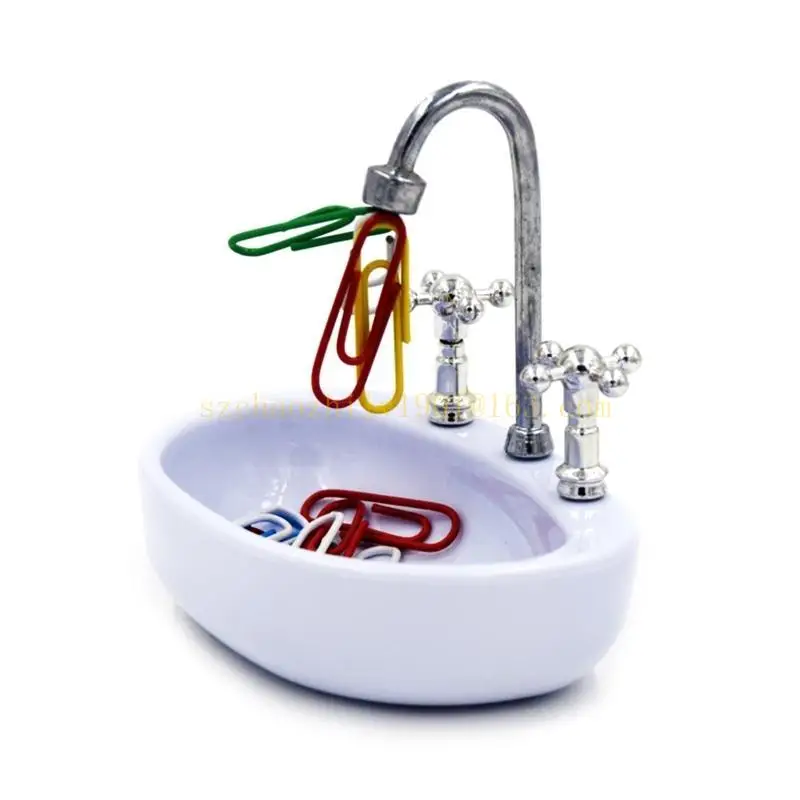 

Magnetics Paper Clip Dispenser Faucet Sink Design Dollhouse Decor for DIY Lover Desk & Dollhouse Accessory